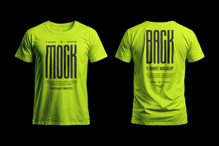 荧光绿字母印花T恤