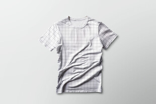 褶皱格子短袖T恤展示