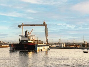 港口中的大型起重船