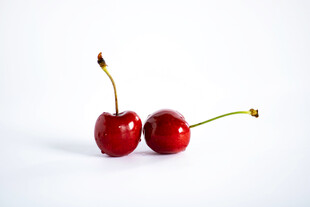 两颗鲜红樱桃特写