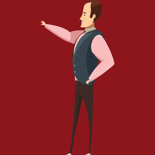 商务男士指向右侧示意