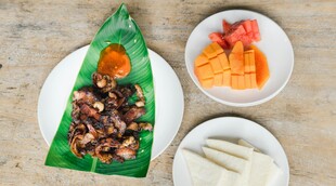 美味粽食与水果组合