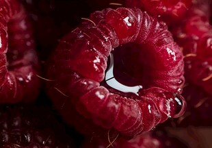 新鲜多汁的树莓特写