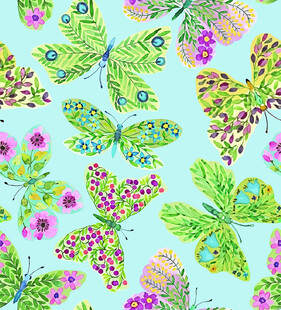 清新蝴蝶花卉图案背景