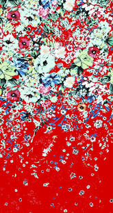 红色背景五彩纸屑洒落