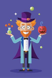 魔法巫师手持药剂与南瓜