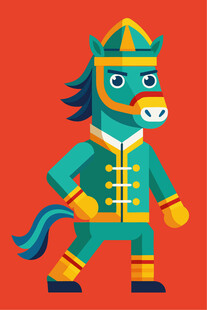 卡通国风小马形象