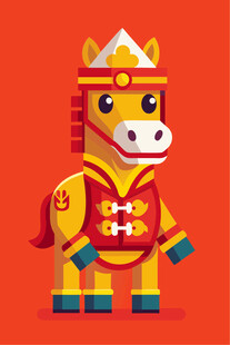 卡通金甲战马形象