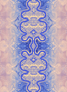 蓝粉渐变对称花纹图案