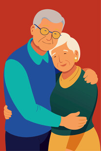 相拥的老年夫妇