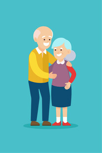 恩爱老夫妻温馨相依