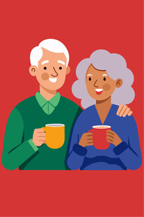 温馨相伴的老年夫妇