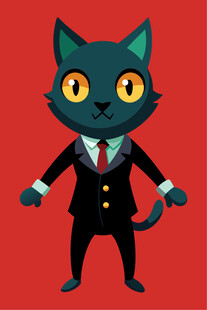 穿西装的黑猫形象