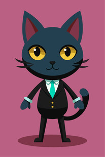 穿西装的可爱黑猫
