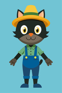 戴帽黑猫卡通形象