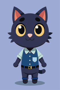 穿工装的可爱黑猫