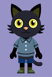 穿制服的黑猫卡通形象