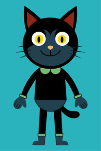黑猫卡通形象萌趣可爱