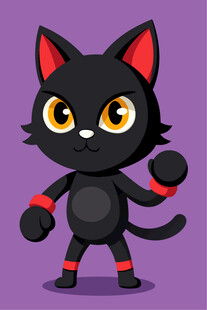 黑猫卡通形象活力满满
