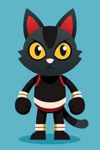 黑猫卡通形象活力满满
