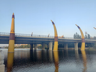 河畔绚丽桥梁景观