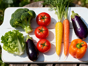 新鲜多彩蔬菜摆拍展示