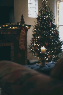 温馨客厅中的圣诞树装饰