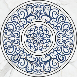 中式蓝白圆形传统花纹图案