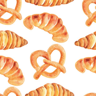 水彩绘面包图案