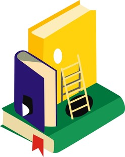 书籍与梯子的知识攀登意象