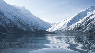 雪山下的宁静湖泊