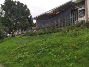 乡村草地旁的古朴房屋