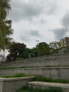 户外灰墙绿植景观