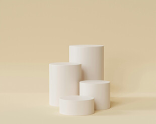 白色圆柱堆叠展示