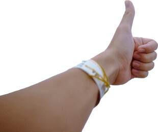 佩戴手链的点赞手势