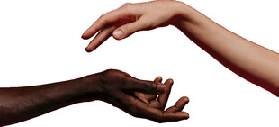 不同肤色的手相互靠近