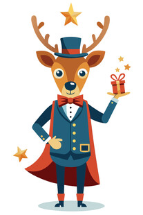 圣诞驯鹿绅士送礼物