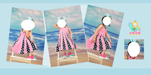 粉色沙滩裙模特展示图