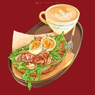 美味泰式沙拉与咖啡搭配