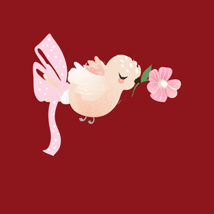 飞翔小鸟衔花图