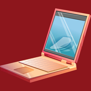 复古风格笔记本电脑展示