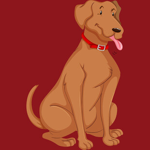 坐着吐舌的可爱棕色狗狗