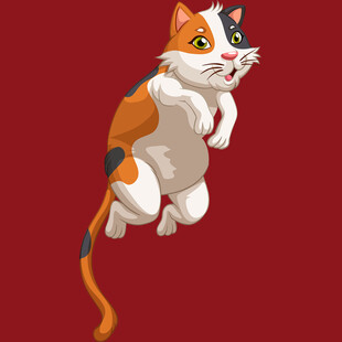 跳跃的三色猫咪