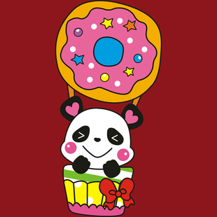 熊猫抱甜甜圈卡通形象