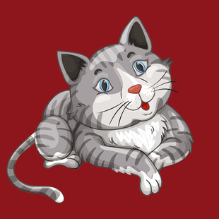 可爱躺卧的灰白猫咪