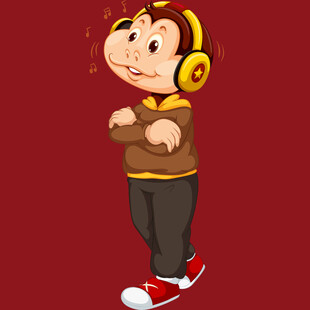 戴耳机的俏皮小猴