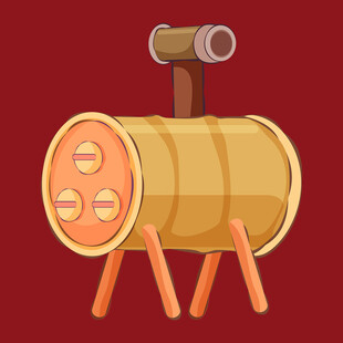 卡通风格的木制酒桶