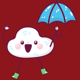可爱云朵撑伞卡通形象