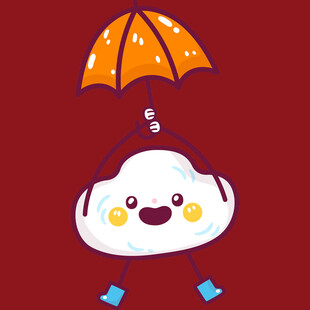 撑伞的可爱云朵卡通形象