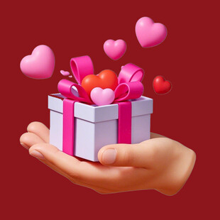 手捧爱心礼盒